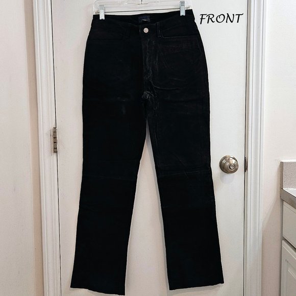 Genuine Suede Jeans, Black Leather Pant, Vintage (90s) JouJou Skins, Size 9/10 - Picture 2 of 12